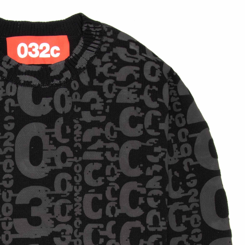 032c Allover 032c Logo Knit Pullover Black Heat Sensitive