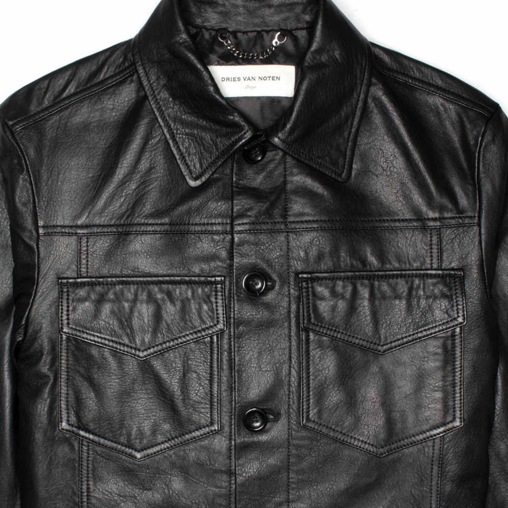 Dries Van Noten Lash Jacket Black Lamb Leather 212 021805 3367 900 OUTBACK Sylt