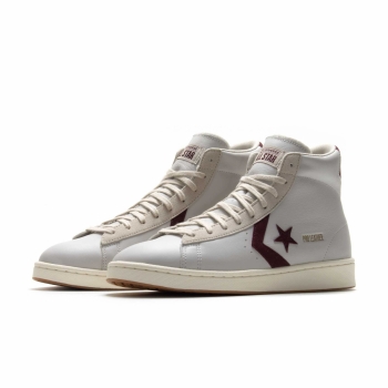 Converse - Pro Leather Hi - White / Deep Bordeaux