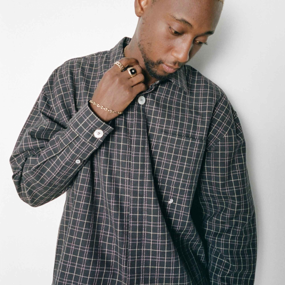 STUSSY BIG BUTTON PLAID LS SHIRT PLAID M - シャツ