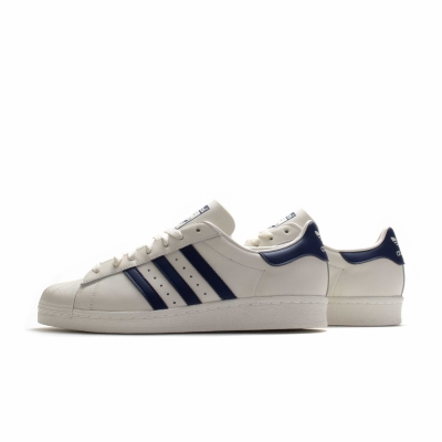 Adidas superstar 80s vintage white y navy top trainers