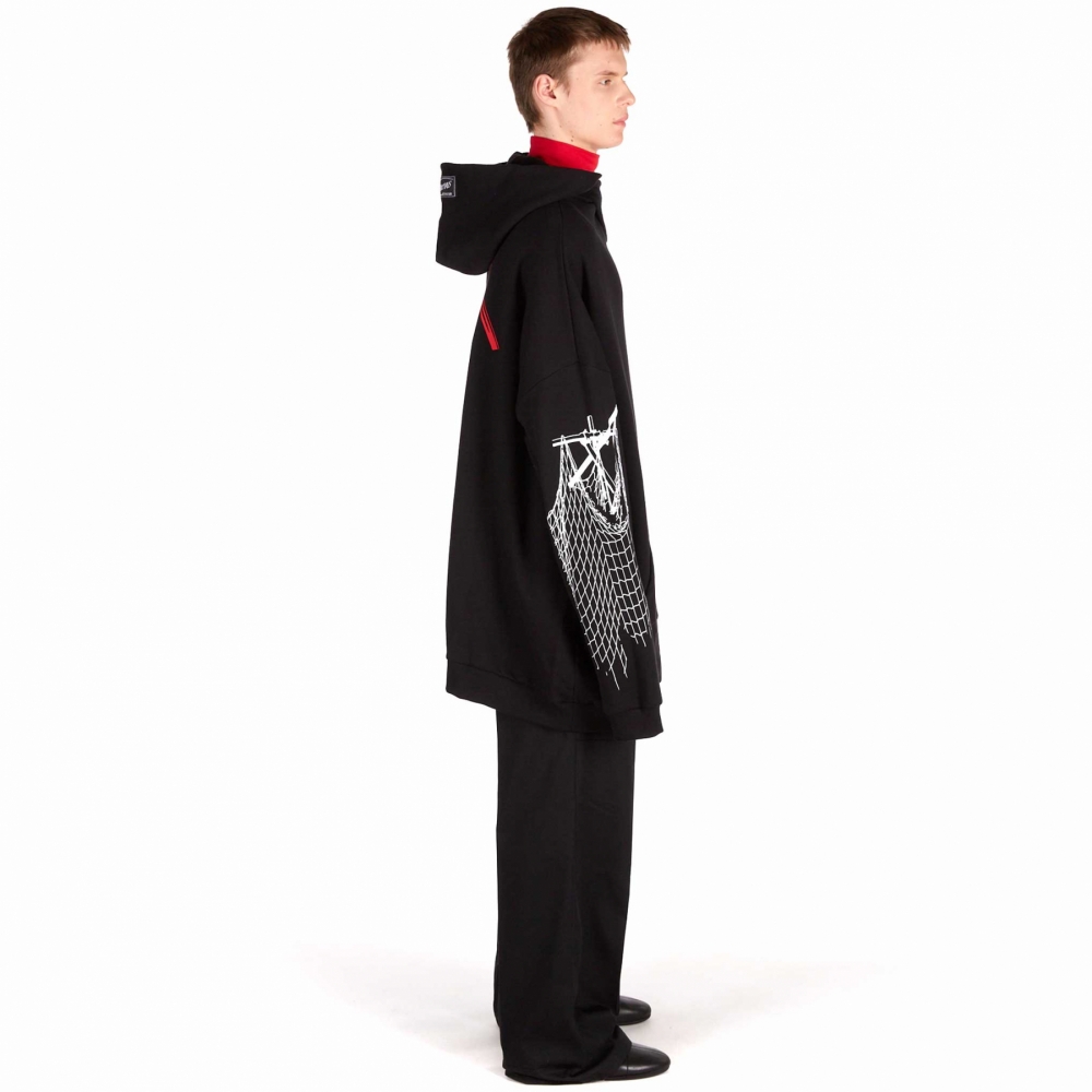 Raf Simons Oversized Printed Gothic Hoodie - Black (Scarf) - 212 