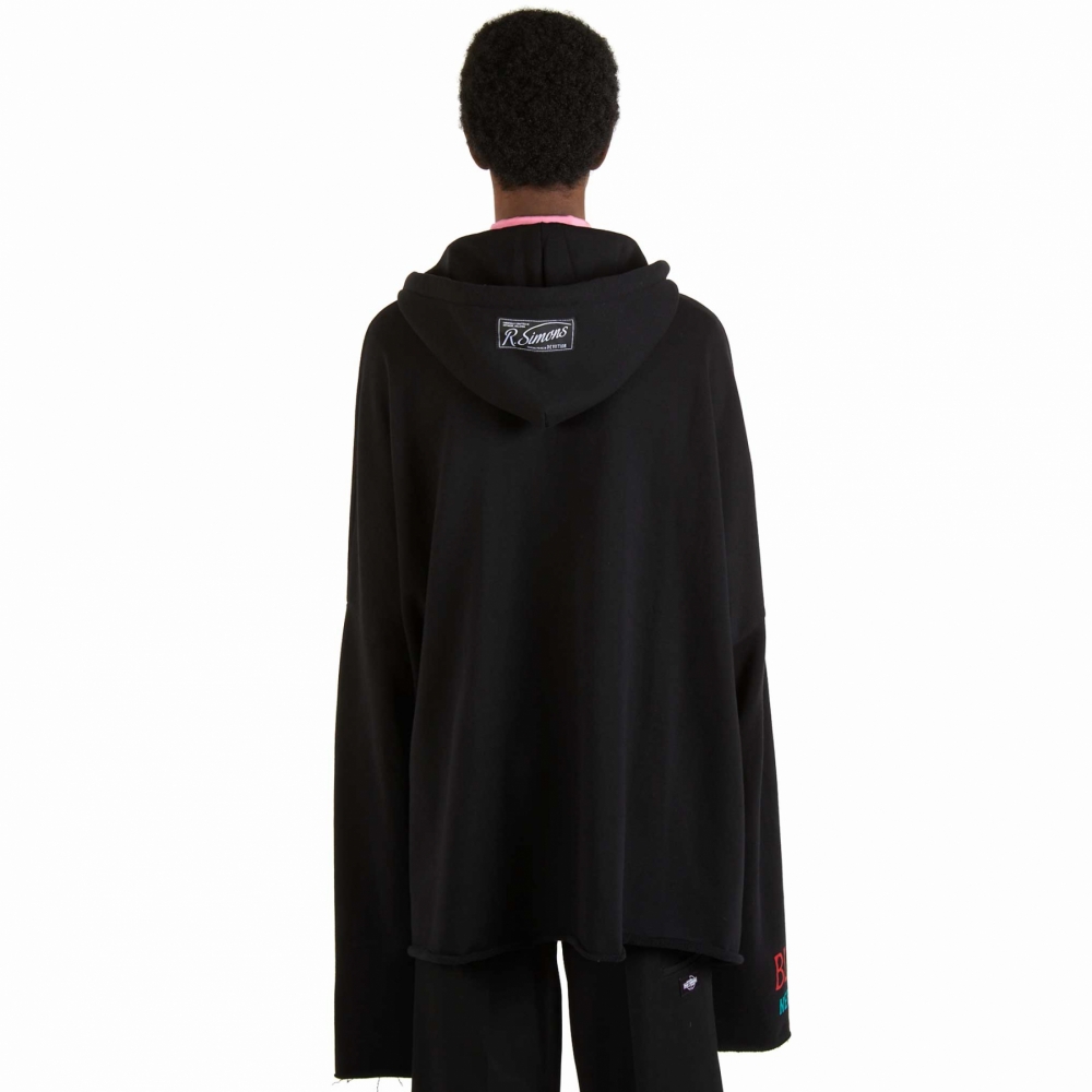 Raf Simons Oversized Printed Hoodie - Black (Asymmetrical Cords