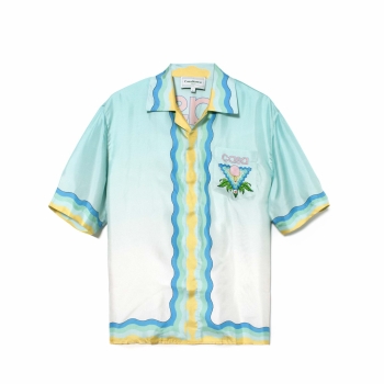 Casablanca - Cuban Collar Short Sleeve Silk Shirt - Memphis Icon
