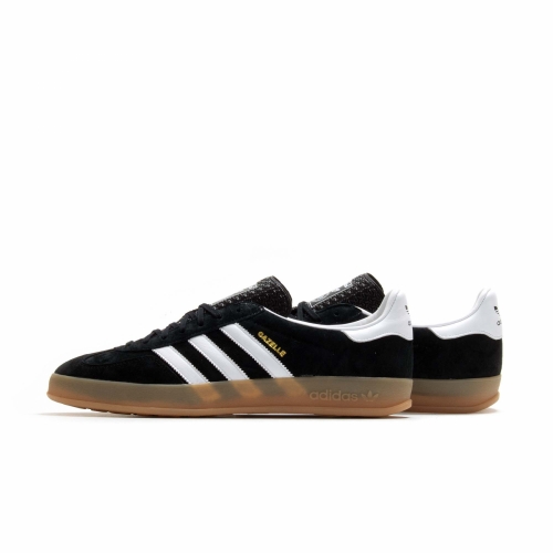 Adidas gazelle sales indoor black leather