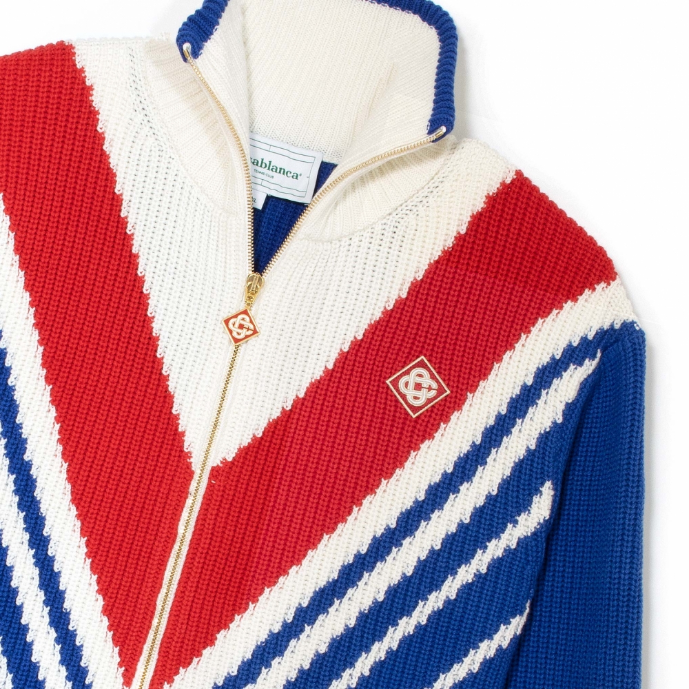 Blue red and white jumper clearance