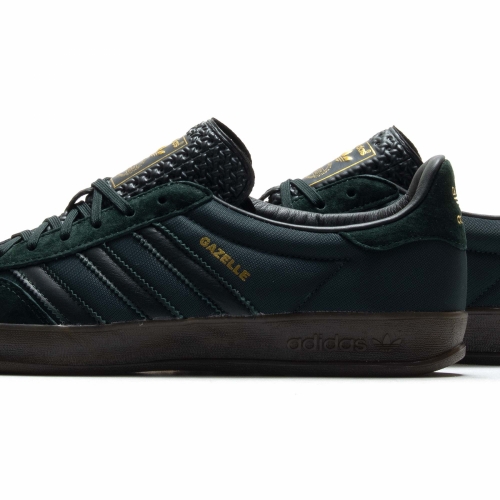 Adidas gazelle top black leather gum