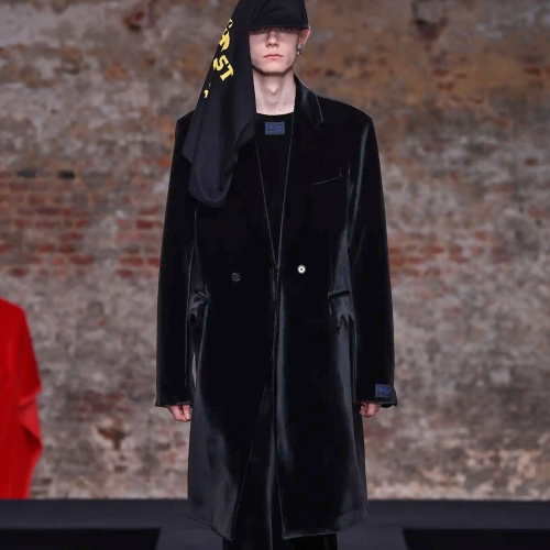 Raf Simons Classic Doublebrested Coat Black Velvet 222 M615B