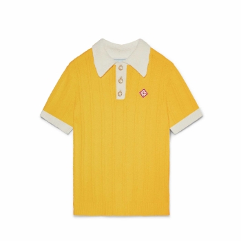 Casablanca - Ribbed Boucle Knit Polo - Yellow