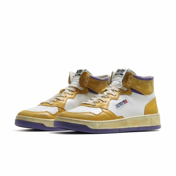 Autry - WMNS Medalist Mid Super Vintage - Yellow / Purple (Cracked Leather)