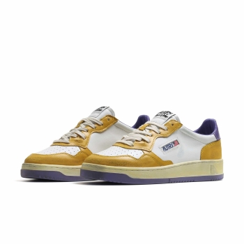 Autry - Medalist Low Super Vintage - Yellow / Purple (Cracked Leather)