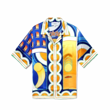 Casablanca - Cuban Collar Short Sleeve Silk Shirt - Paysage