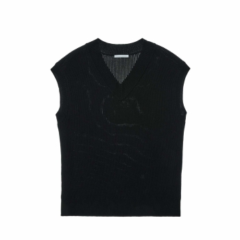 Helmut Lang - Ribbed Knit Vest - Black (Monogram Logo)