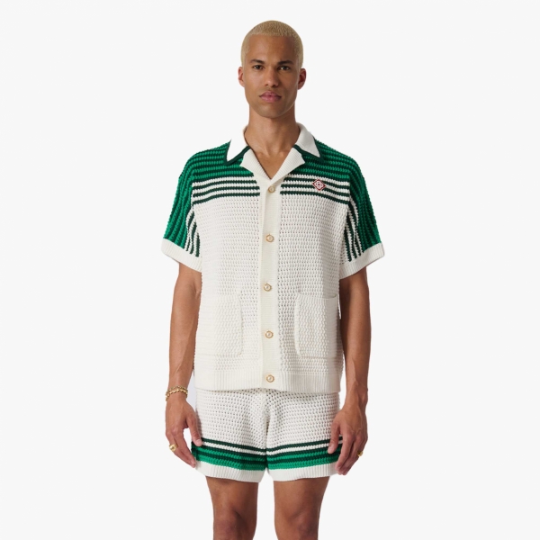 Casablanca - Tennis Crochet Shirt - White / Green - MS23-KW-303-01