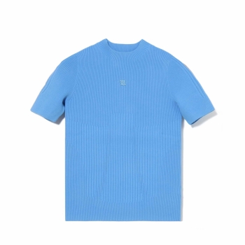 MISBHV - Ribbed Short Sleeve Mock Neck - Blue