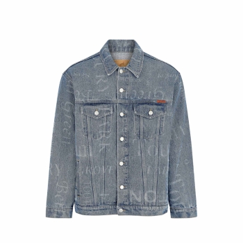 Martine Rose Oversized Denim Jacket Blue Pinstripe CMRAW23 201