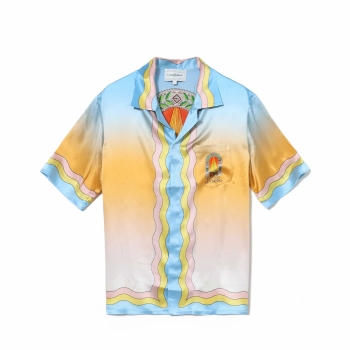 Casablanca - Cuban Collar Short Sleeve Silk Shirt - La Danse