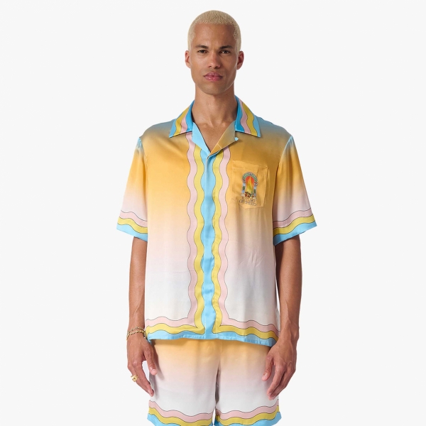 Casablanca - Cuban Collar Short Sleeve Silk Shirt - La Danse - MS23-SH-003-10