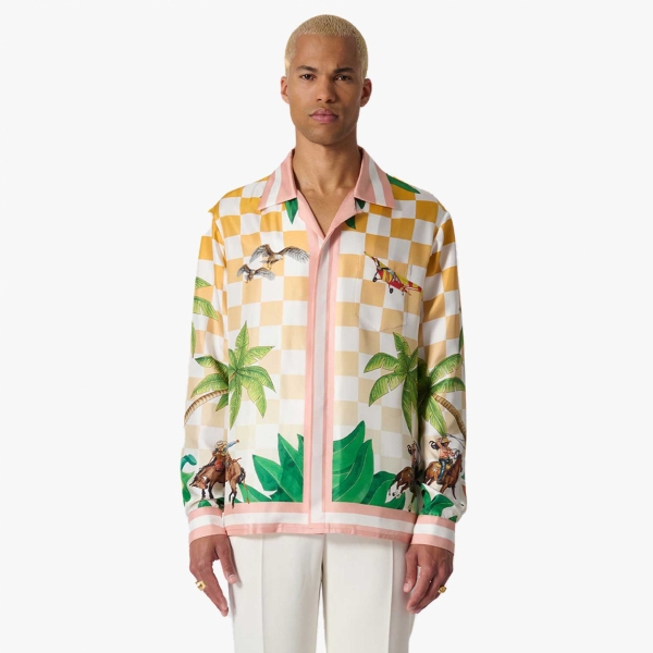 Casablanca - Cuban Collar Silk Shirt - Casablanca Tennis Club - MS23-SH-006-07
