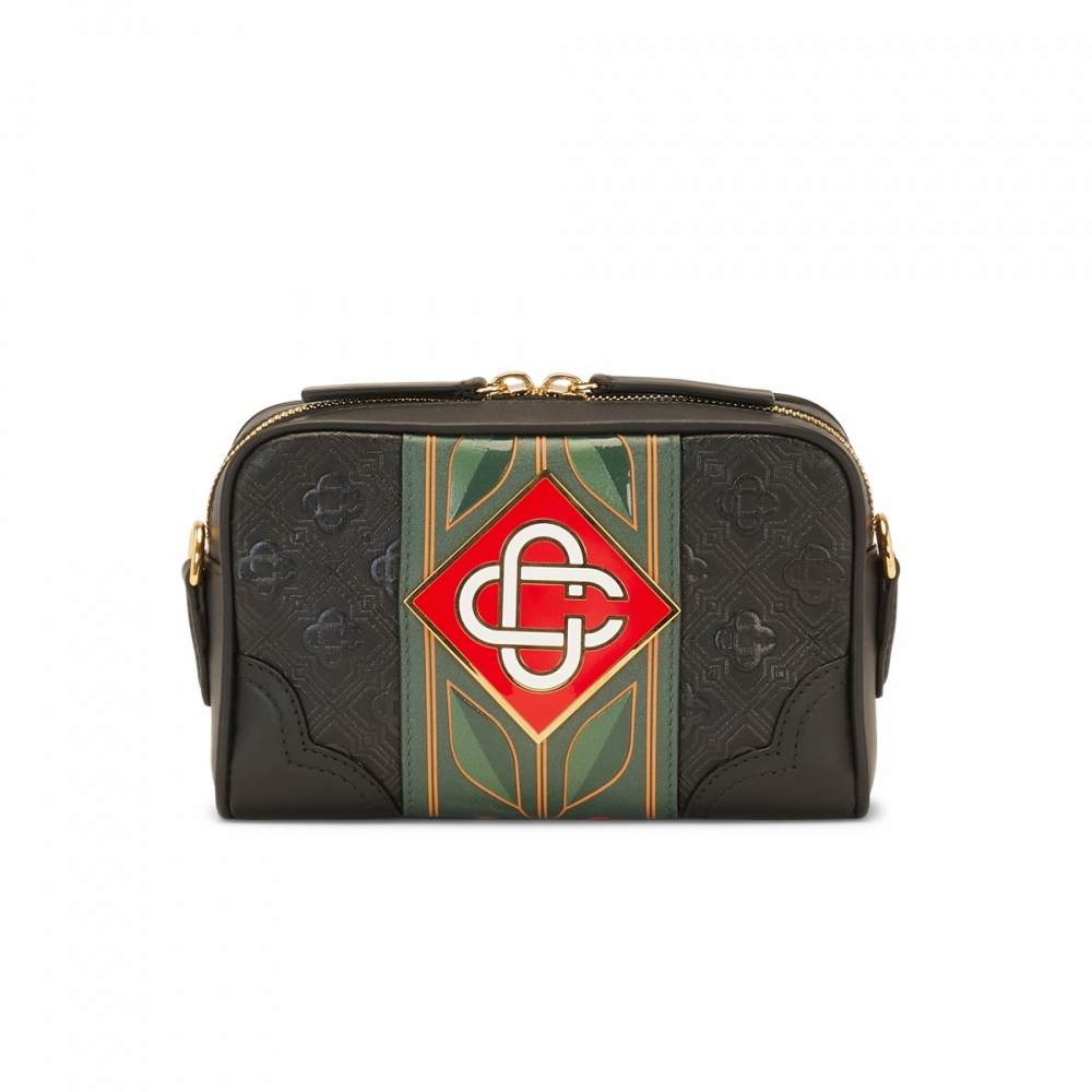 Black monogram leather crossbody discount bag