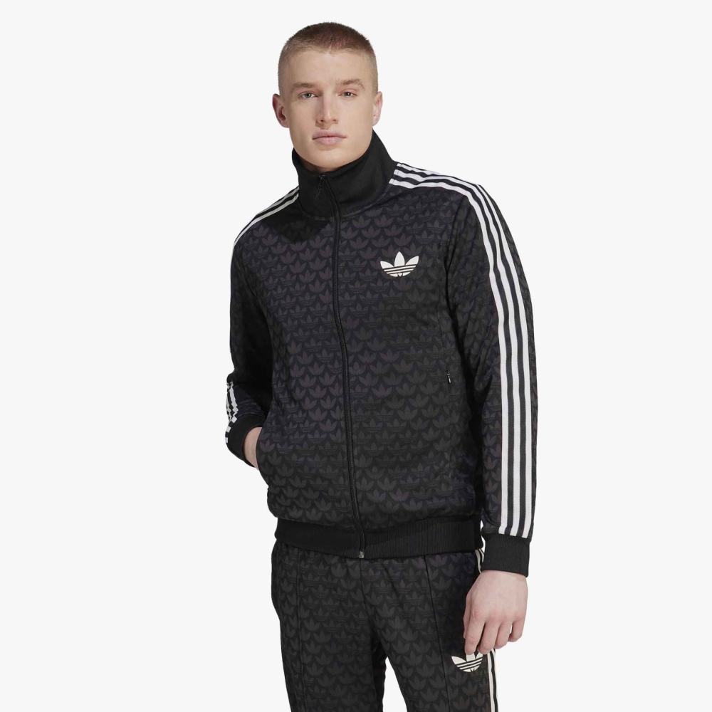 Adidas track top black discount