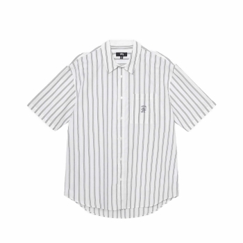 Stussy Boxy Striped SS Shirt Light Blue Stripe 1110290 1273