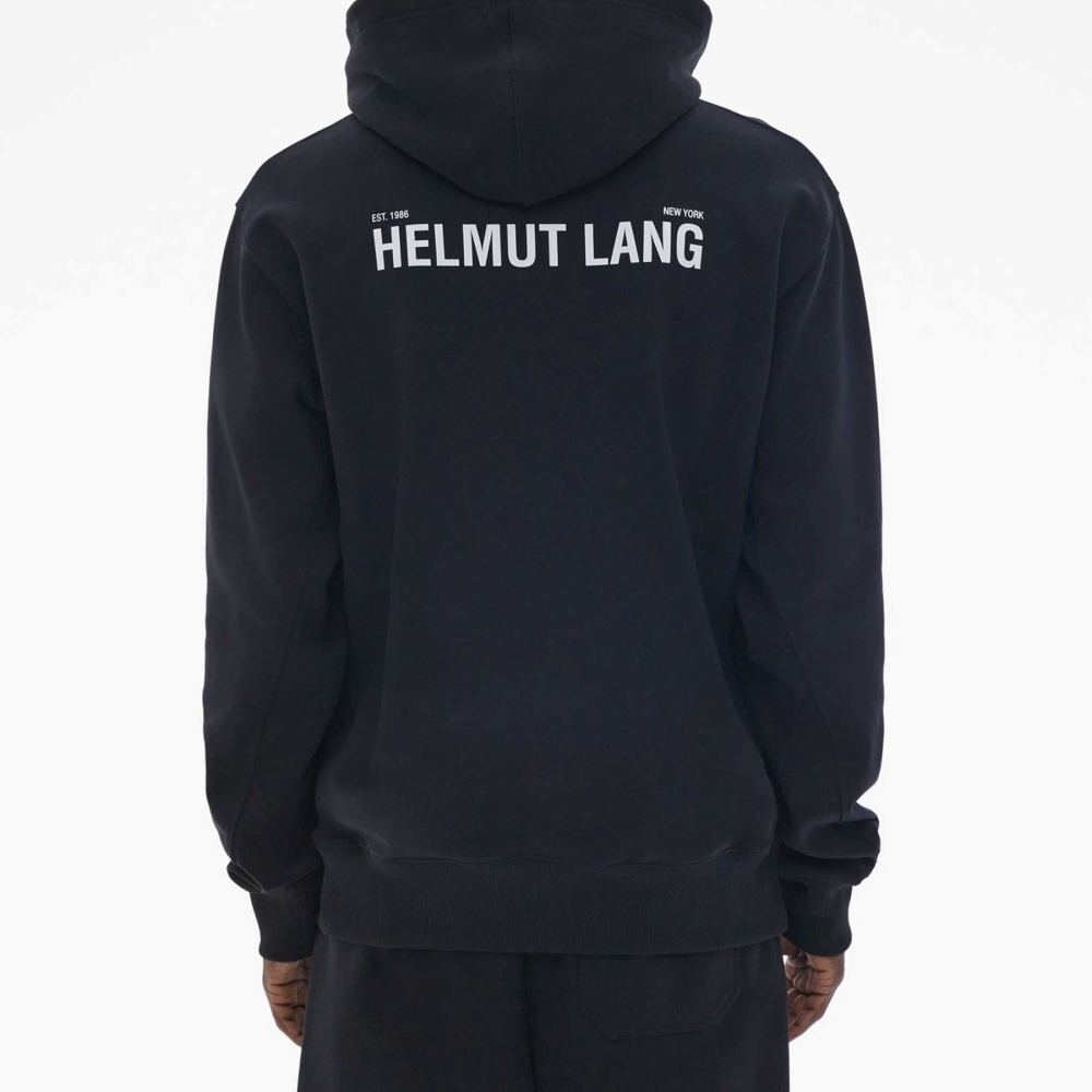 Helmut Lang Photo Logo Hoodie Black Terry N05HM523 OUTBACK