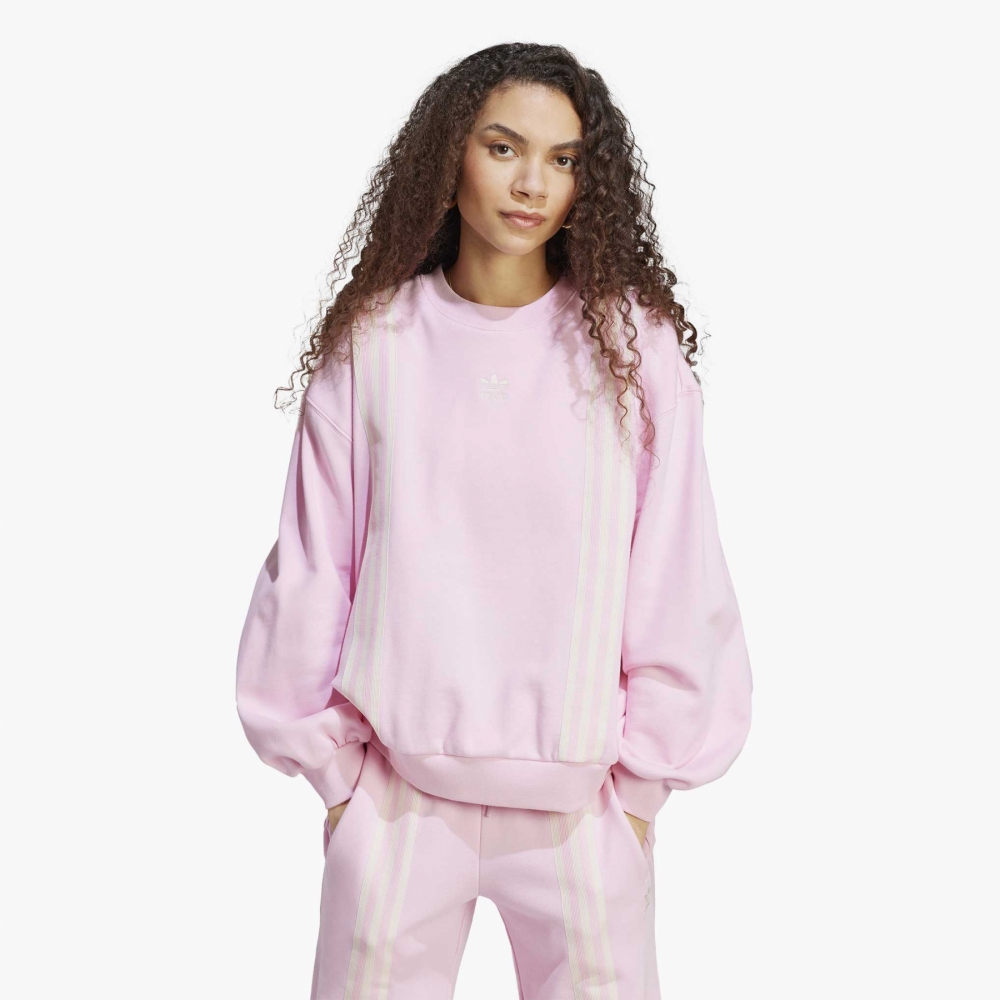 Adidas pink sales tape sweatshirt
