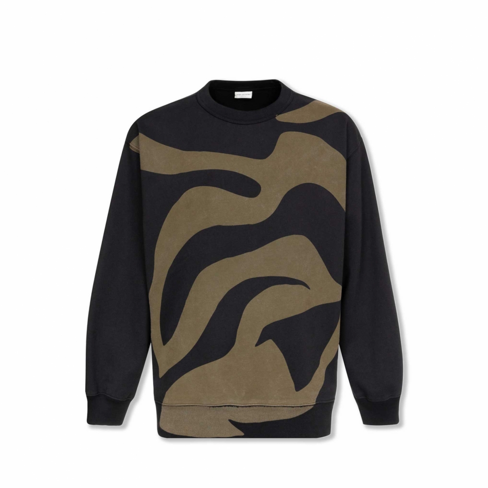 Dries Van Noten Oversized Printed Sweater Black Heavy Sweat