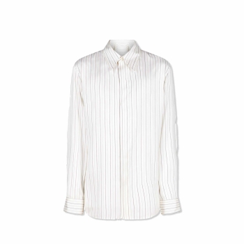 Dries Van Noten - Fitted Shirt - Stripe Ecru (Shiny Silk Cotton)