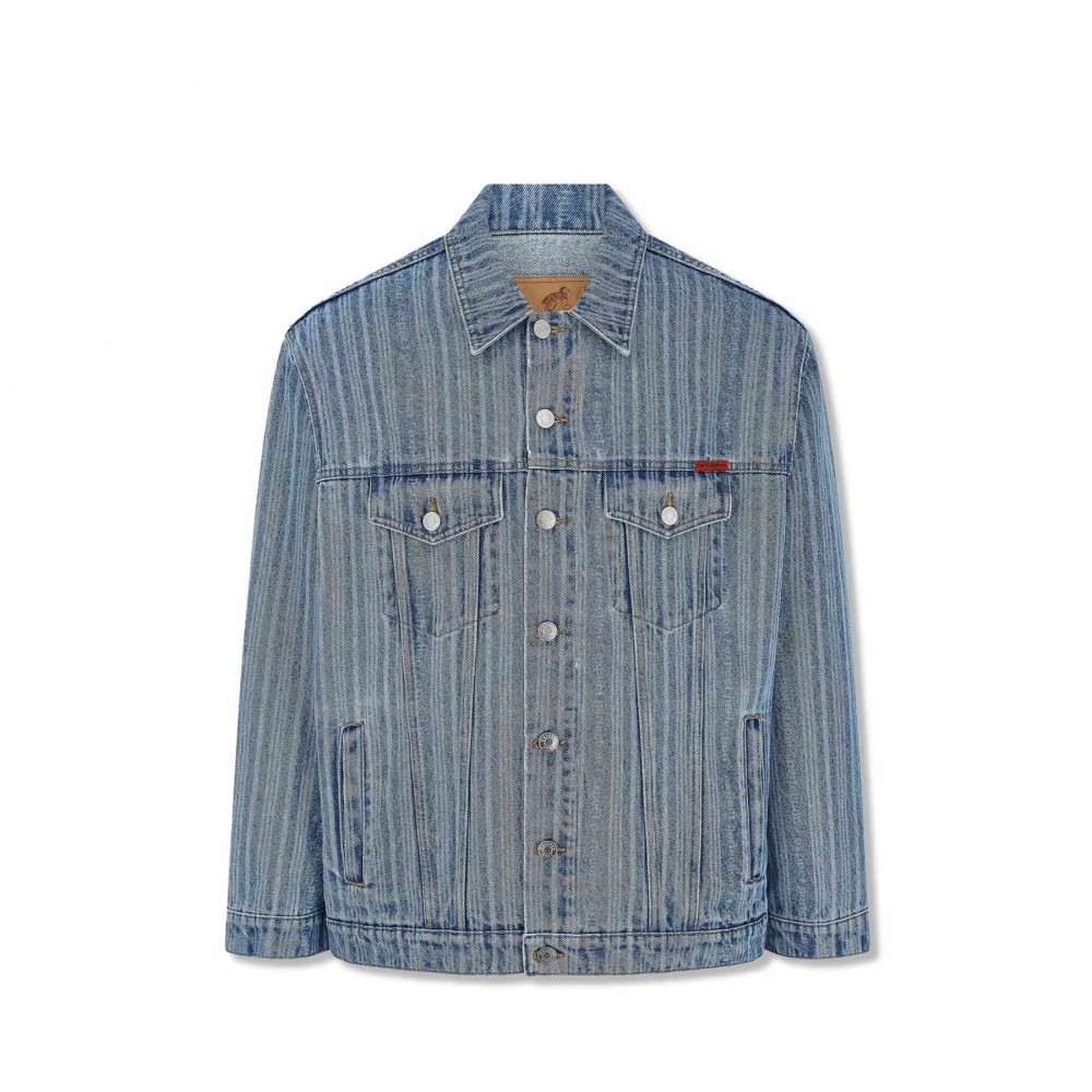 Martine Rose Oversized Denim Jacket Blue Pinstripe CMRAW23 201 OUTBACK Sylt