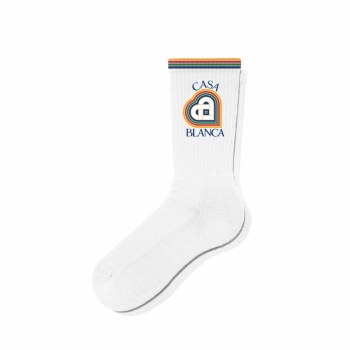 Casablanca - Rainbow Heart Socks - White