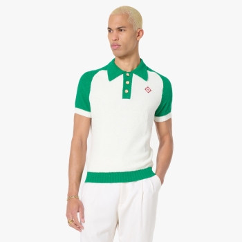 Casablanca - Colour Blocking Boucle Polo - White / Green