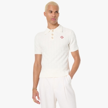 Casablanca - Checked Yoke Boucle Polo - White
