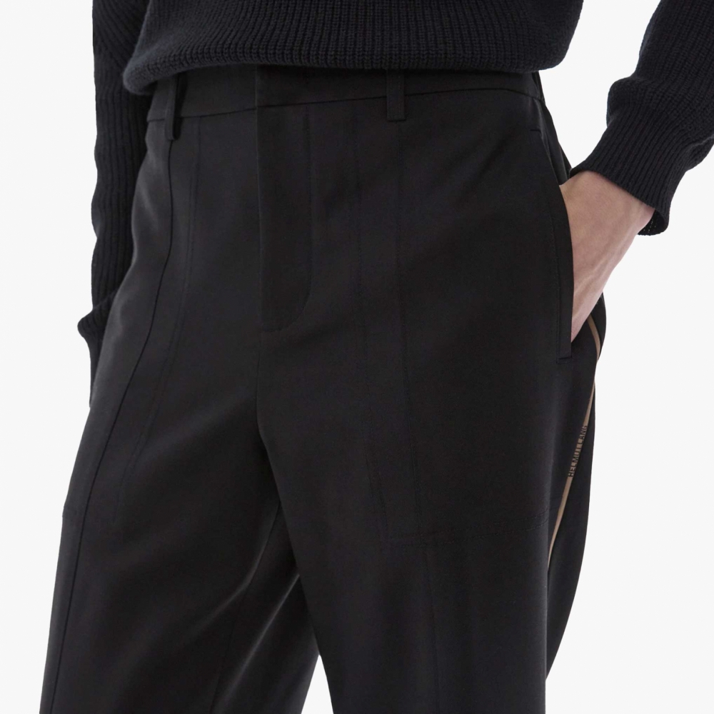 Helmut Lang Logo Pull On Pants Black Stretch Wool N06HM204