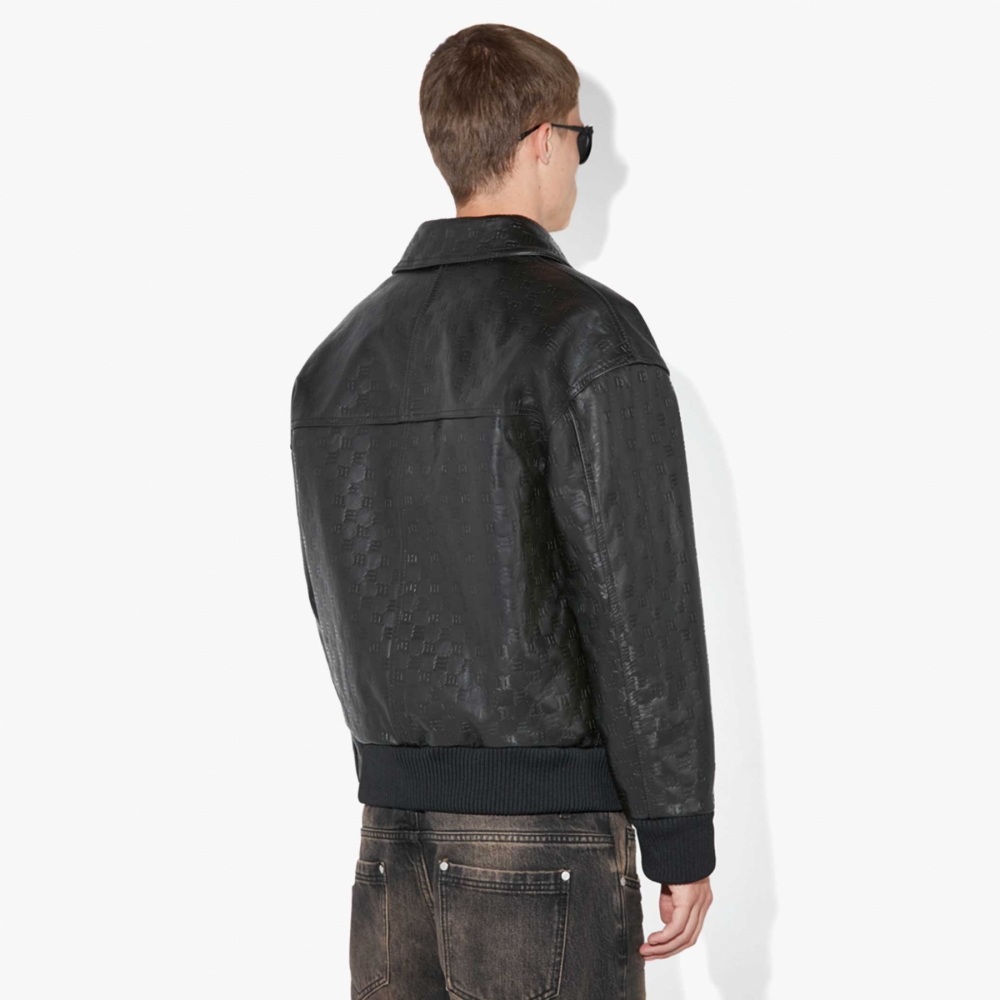 Misbhv Monogram Embossed Bandit Leather Jacket Black - Mens - Bomber Jackets  MISBHV