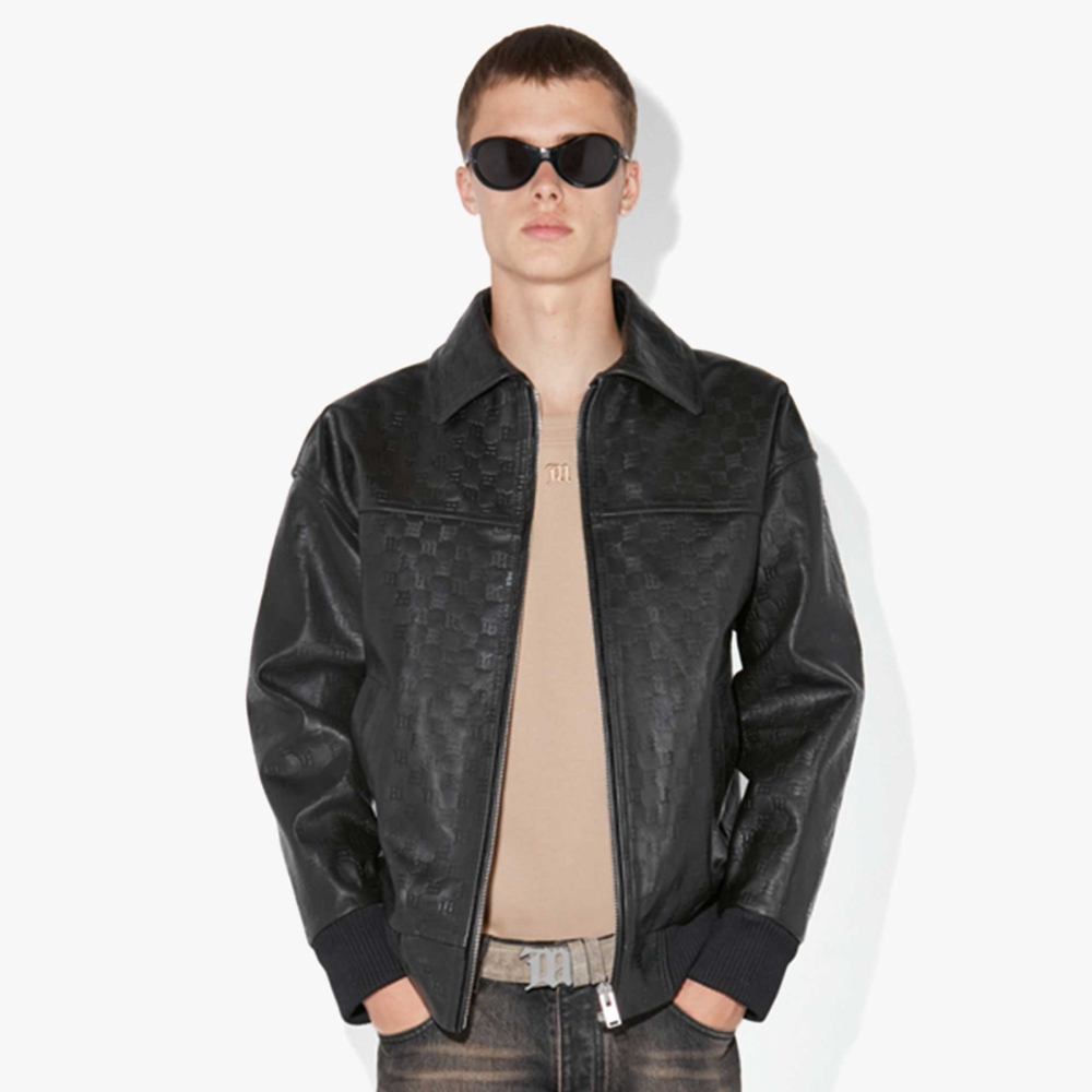 MISBHV Black Monogram Leather Jacket