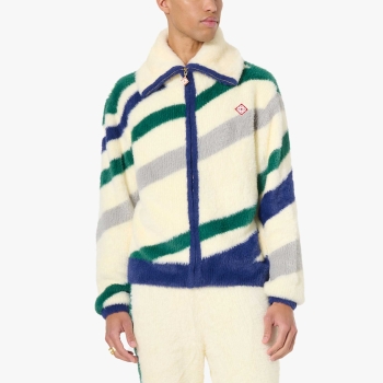 Casablanca - Furry Zip Cardigan - White / Blue