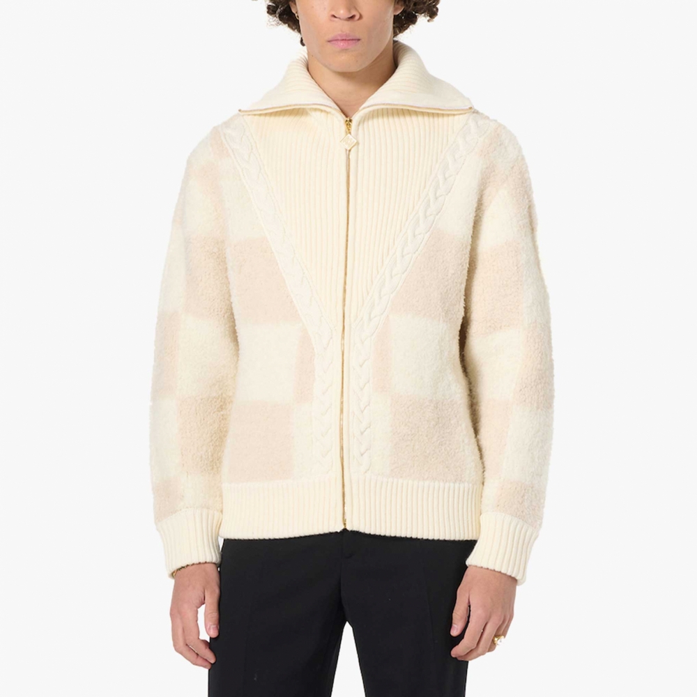 Casablanca Checked Boucle Cardigan Beige MF23 KW 509 01 OUTBACK Sylt