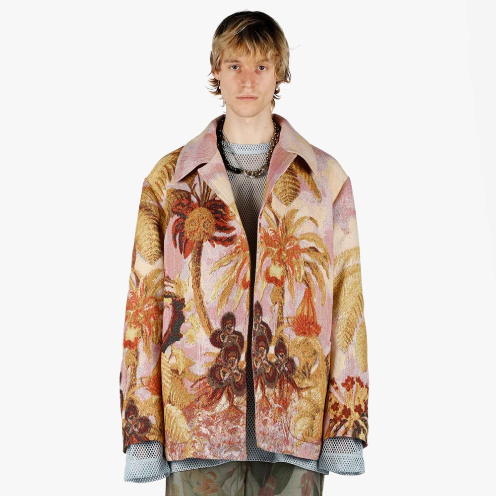 Dries Van Noten Oversized Workwear Coat - Pink (Engineered Jacquard) -  232-020216-7159-305