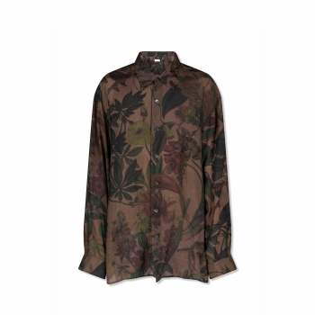 Dries Van Noten - Oversized Silk Shirt - Brown (Botanic Print)