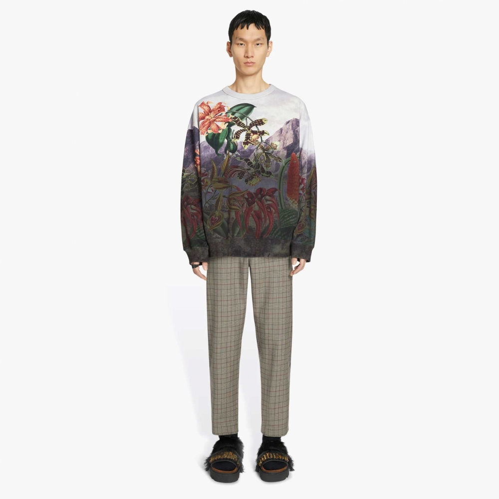 Dries Van Noten Oversized Sweater Botanic Print Overdye 232