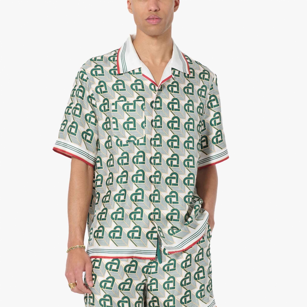 Casablanca Heart-monogram silk shorts - White