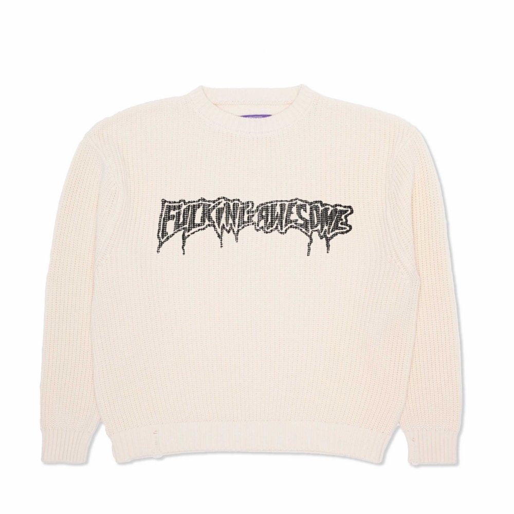 Fucking Awesome Drip Logo Knit Sweater - Cream - PN7181 | OUTBACK Sylt