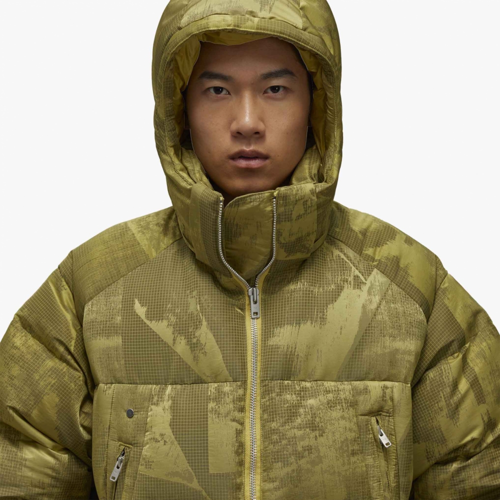 Graphic puffer coat hot sale