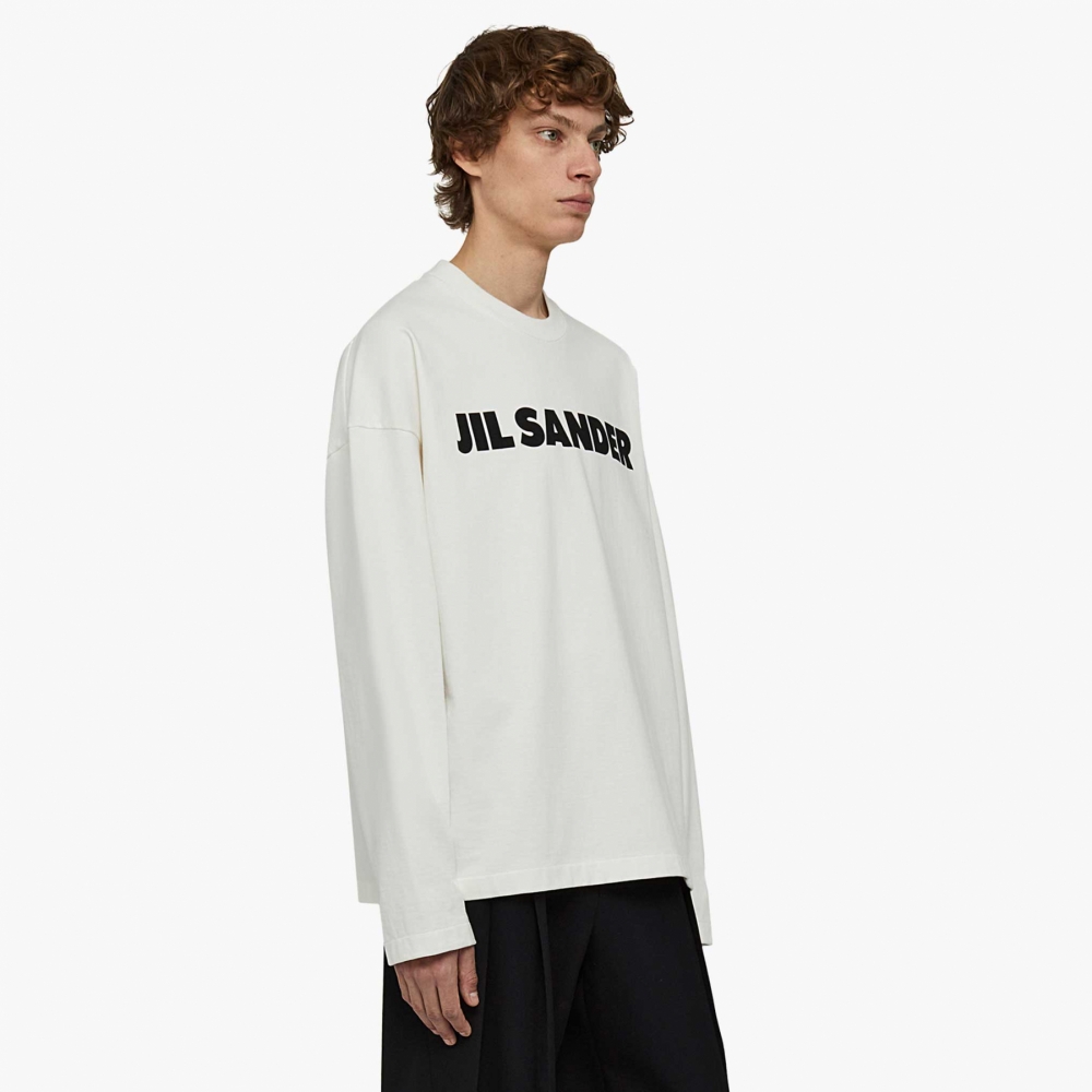 Jil Sander Logo Longsleeve - Porcelain (Stiff Cotton Jersey