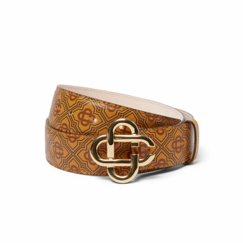 Casablanca - CC Logo Buckle Leather Belt - Tan (Monogram)