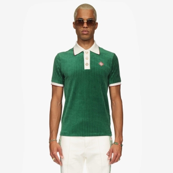 Casablanca - Rib Velour Polo - Evergreen