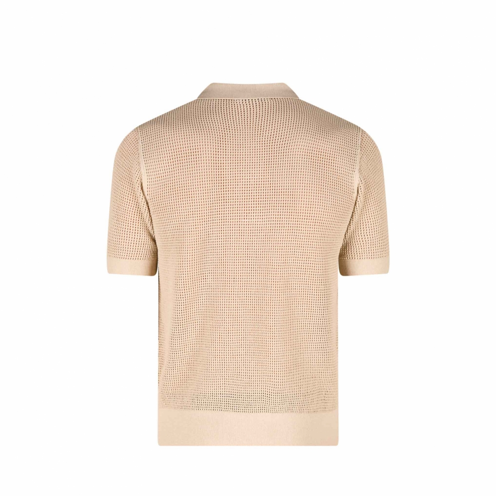 Dries Van Noten Mindo Ajour Knit Polo Beige 241 021218 8702