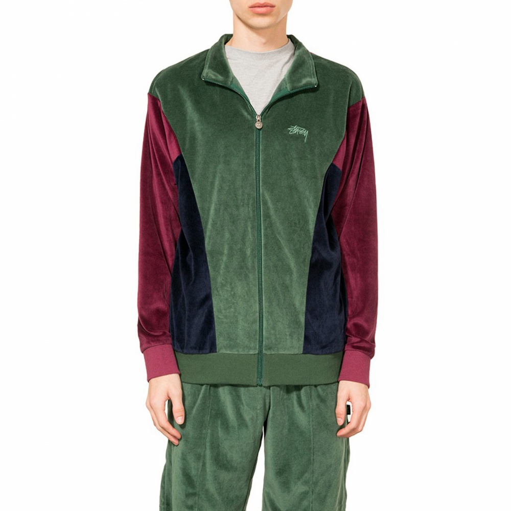 Stussy Velour Paneled Track Jacket Green 115393 0401 OUTBACK
